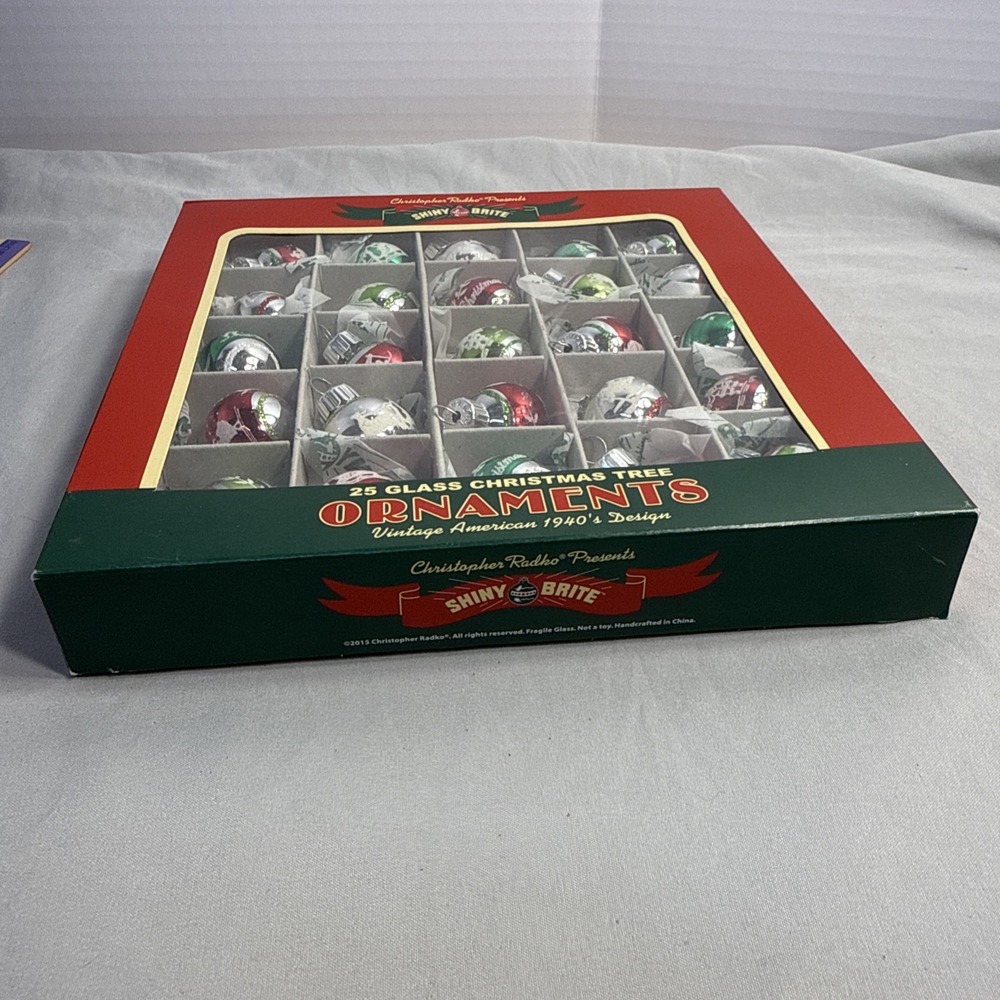 Christopher Radko Shiny Brite 25 Glass Christmas Ornaments Vintage 1940s Design - Picture 8 of 12